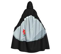 WHJSSF Mantello con cappuccio per Halloween, motivo: piccolo fiore rosso sulla pietra, per giochi di ruolo, costumi da palcoscenico, feste, facile da pulire