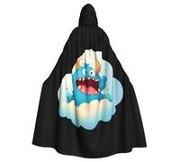WHJSSF Mantello con cappuccio per Halloween, motivo: piccolo mostro sulla nuvola bianca, per giochi di ruolo, costumi da palcoscenico, feste, facile da pulire