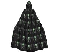 WHJSSF Mantello con cappuccio verde con teschio alato, per Halloween, per adulti, senza cerniera, super grande