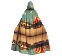 WHJSSF Mantello con cappuccio vintage per adulti, con stampa di sfondo circo, per Halloween, per giochi di ruolo, costumi da palcoscenico, feste, facile da pulire