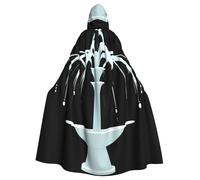 WHJSSF Mantello trasparente con stampa fontana per Halloween, per adulti, con cappuccio, con papillon, per feste in costume, cosplay