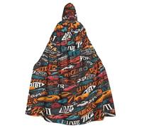 WHJSSF Mobile Cars Prints, mantello con cappuccio per adulti, per Halloween, super grande, senza cerniera