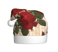 WHJSSF Molte rose rosse che stampano il cappello di Natale per uso morbido e leggero adulto della festa di vacanza