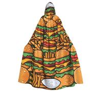 WHJSSF Molti simpatici hamburger Picture Halloween Adult Hooded Cloak è un mantello super grande, confortevole e resistente