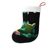 WHJSSF Mostro verde che legge un libro Immagine Natale calze decorative Aggiungi allegria festiva ad Halloween, Natale
