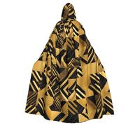 WHJSSF nero e oro stampa geometrica Halloween adulto mantello con cappuccio per varie impostazioni di festa e carnevale