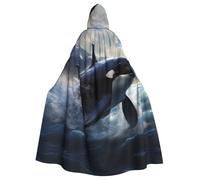 WHJSSF Orca Killer Whale Prints Halloween adulto mantello con cappuccio è un mantello super grande, confortevole e resistente