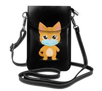 WHJSSF Piccola borsa per cellulare 19,3 x 12,4 cm, con gattino che indossa una maschera stampata in pelle a tracolla custodia per telefono da donna, perfetta per passeggiate e campeggio
