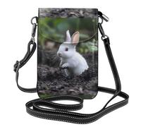 WHJSSF Piccola borsa per cellulare 19,3 x 12,4 cm, coniglio bianco che gioca nel fango in pelle stampata a tracolla custodia per telefono da donna, perfetta per passeggiate, campeggio