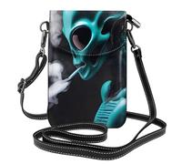 Whjssf Piccola borsa per cellulare 19,3 x 12,4 cm, in pelle stampata con alieno fumo, custodia per telefono a tracolla per donne, perfetta per passeggiate e campeggio