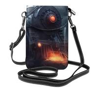 Whjssf Piccola borsa per cellulare 19,3 x 12,4 cm, in pelle stampata con potente locomotiva, custodia a tracolla per donne, perfetta per passeggiate, campeggio, nero