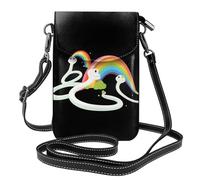 WHJSSF Piccola borsa per cellulare 19,3 x 12,4 cm, tre piccoli serpenti bianchi sotto l'arcobaleno, in pelle stampata a tracolla, custodia per telefono da donna, perfetta per passeggiate, campeggio