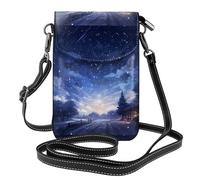 WHJSSF Piccola borsa per telefono cellulare 19,3 x 12,4 cm con neve che cade su tutto il cielo in pelle stampata a tracolla custodia per telefono da donna, perfetta per passeggiate, campeggio