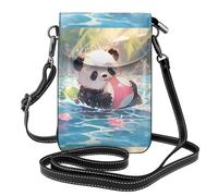 WHJSSF Piccola borsa per telefono cellulare 19,3 x 12,4 cm con panda rosso che gioca con palla stampata in pelle a tracolla custodia per telefono per donne, perfetta per passeggiate, campeggio