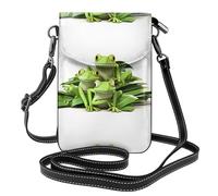WHJSSF Piccola borsa per telefono cellulare 19,3 x 12,4 cm con tre piccole rane in pelle stampata a tracolla custodia per telefono per donne, perfetta per passeggiate, campeggio