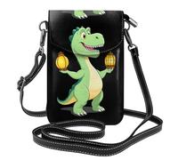 WHJSSF Piccola borsa per telefono cellulare 19,3 x 12,4 cm dinosauro che tiene una lanterna in pelle stampata a tracolla custodia per telefono per donne, perfetta per passeggiate, campeggio