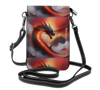 WHJSSF Piccola borsa per telefono cellulare 19,3 x 12,4 cm, drago sul vulcano, in pelle stampata a tracolla, custodia per telefono da donna, perfetta per passeggiate, campeggio
