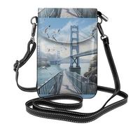 WHJSSF Piccola borsa per telefono cellulare 19,3 x 12,4 cm, gabbiano sul ponte, in pelle stampata, custodia per telefono a tracolla per donne, perfetta per passeggiate, campeggio