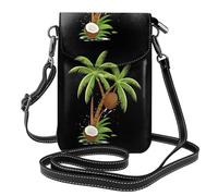 Whjssf Piccola borsa per telefono cellulare 19,3 x 12,4 cm noci di cocco che cadono dagli alberi di cocco stampata in pelle a tracolla custodia per telefono per donne, perfetta per passeggiate