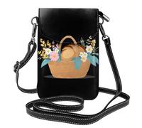 WHJSSF Piccola borsa per telefono cellulare 19,3 x 12,4 cm, pane e fiori in un cestino in pelle stampata a tracolla custodia per telefono per donne, perfetta per passeggiate, campeggio