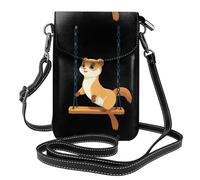 WHJSSF Piccola borsa per telefono cellulare 19,3 x 12,4 cm Stoat su un'altalena stampata in pelle a tracolla custodia per telefono per donne, perfetta per passeggiate, campeggio