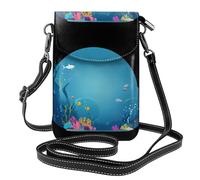 WHJSSF Piccola borsa per telefono cellulare 19,3 x 12,4 cm The Happy World of Little Fish in pelle stampata a tracolla custodia per telefono da donna, perfetta per passeggiate, campeggio
