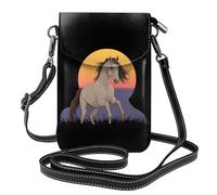 WHJSSF Piccola borsa per telefono cellulare 19,3 x 12,4 cm The Horse At Sunset in pelle stampata a tracolla custodia per telefono da donna, perfetta per passeggiate, campeggio