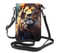 Whjssf Piccola borsa per telefono cellulare 19,3 x 12,4 cm The Proud Lion in pelle stampata a tracolla con patta custodia per telefono per donne, perfetta per passeggiate, campeggio