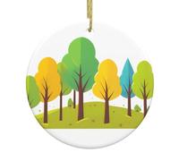 WHJSSF Piccolo albero sulla collina modello albero di Natale in ceramica pendente rotondo da appendere - 7,4 cm squisita porcellana bianca facile da appendere