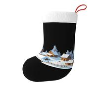 WHJSSF Piccolo villaggio nella neve modello natalizio calzini decorativi facili da appendere morbidi e leggeri