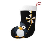 WHJSSF Pinguino che tiene un mulino a vento stampato calze di Natale Festival grande capacità stampato calzini decorazione