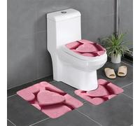 WHJSSF Pink Love Cookies Prints - Set di 3 tappetini da bagno antiscivolo, ovali e rettangolari, per WC, toeletta e servizi igienici
