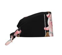 WHJSSF Pink Pig on The Swing, berretto da lavoro per donne e uomini, regolabile, assorbe il sudore, traspirante