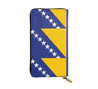 WHJSSF Portafoglio lungo da donna in pelle con tasca portamonete con | Organizer in ecopelle resistente, regalo per mamma, fidanzata, bandiera della Bosnia ed Erzegovina