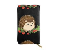 WHJSSF Portafoglio lungo da donna in pelle con tasca portamonete con | Organizer in ecopelle resistente, regalo per mamma, fidanzata, piccolo riccio con motivo frutteto