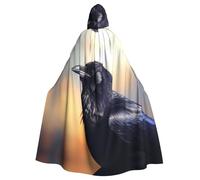 WHJSSF Ravens Prints, mantello con cappuccio per Halloween, per adulti, con papillon, per feste in costume, cosplay