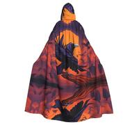 WHJSSF Ravens Prints, mantello con cappuccio per Halloween, per adulti, con papillon, per feste in costume, cosplay