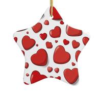 WHJSSF Red Love Ciottoli stampati Natale ceramica ciondolo ornamento stella facile da appendere, molto adatto per decorare alberi di Natale