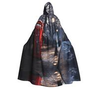 WHJSSF Red Phone Booth London Street Printing Halloween adulto mantello con cappuccio - mantello con cappuccio super grande senza cerniera