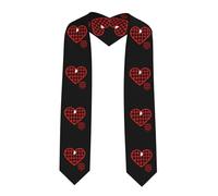 WHJSSF Scialle di laurea appiattito Stola Plaid rosso e nero amore Pattern Buon drappo non facile da deformare, Angolo acuto, Taglia unica