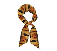 WHJSSF Sciarpa da donna alla moda con stampa di merlo e zucca, stile versatile, morbida e setosa per appuntamenti, viaggi