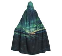 WHJSSF Sea Under The Aurora Borealis Prints, mantello con cappuccio per Halloween, per adulti, super grande, senza cerniera