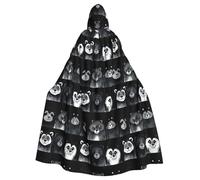 WHJSSF Sei animali lavaggio inchiostro stampa Halloween adulto mantello con cappuccio - mantello con cappuccio super grande senza cerniera