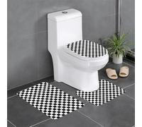 WHJSSF Set di 3 tappeti da bagno con stampa a scacchi bianchi e neri, 61 x 40,6 cm, morbidi e comodi e antiscivolo, per il tuo rifugio come una spa