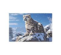 WHJSSF Set di 6 tovagliette con stampa leopardata delle nevi - Tovagliette lavabili in fibra di poliestere per sala da pranzo, cucina, hotel, casa e decorazioni per banchetti