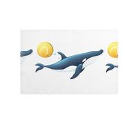 WHJSSF Set di 6 tovagliette per tavolo da pranzo con motivo balena con palline, per casa e banchetti, facili da pulire a temperatura ambiente per un uso duraturo