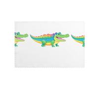 WHJSSF Set di 6 tovagliette per tavolo da pranzo con motivo coccodrillo arcobaleno, per casa e banchetti, facili da pulire a temperatura ambiente per un uso duraturo