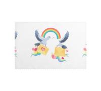 WHJSSF Set di 6 tovagliette per tavolo da pranzo con motivo piccione che consegna lettere d'amore, per casa e banchetti, facili da pulire a temperatura ambiente per un uso duraturo