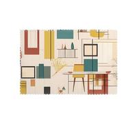 WHJSSF Set di 6 tovagliette per tavolo da pranzo con stampe moderne di metà secolo, per casa e banchetti, facili da pulire a temperatura ambiente per un uso duraturo