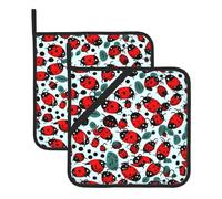 WHJSSF Sottovaso quadrato isolato con motivo coccinelle infinite stampe maculate, 2 pezzi, spesso e resistente, per isolamento termico, per microonde, forno e grigliate all'aperto